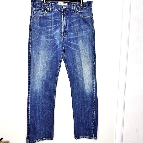 Levi’s 505 36x32 Regular Fit Red Tab Blue Jeans Mens Cotton - Picture 3 of 7